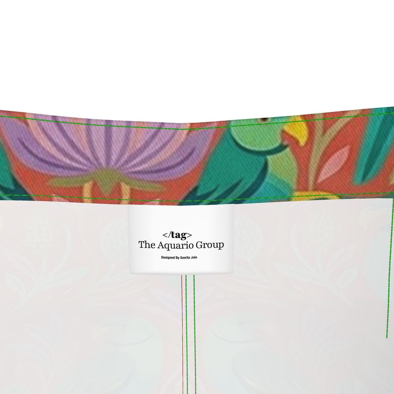 Botanical Parrot Denim Midi Skirt (from XXS to XXL)