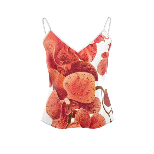 Camisole with apricot print on a white background