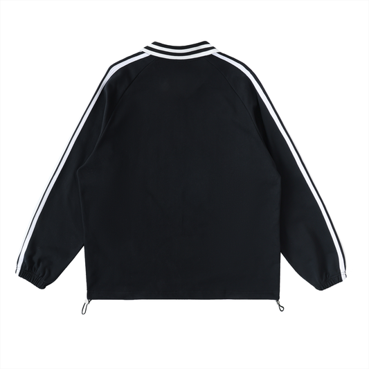 </wear the code> Contrast Striped Lapel Collar Sweatshirt Designed by Smrita Jain