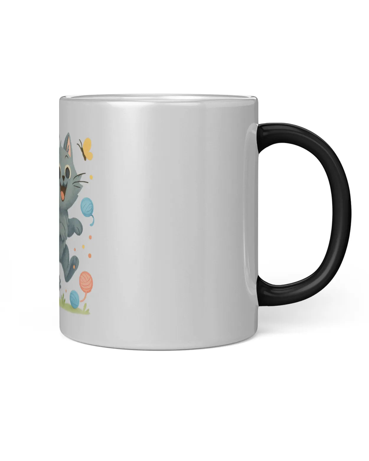 Elmyra the Grey Cat with Butterflies Magic Mug (reveal design on heat)