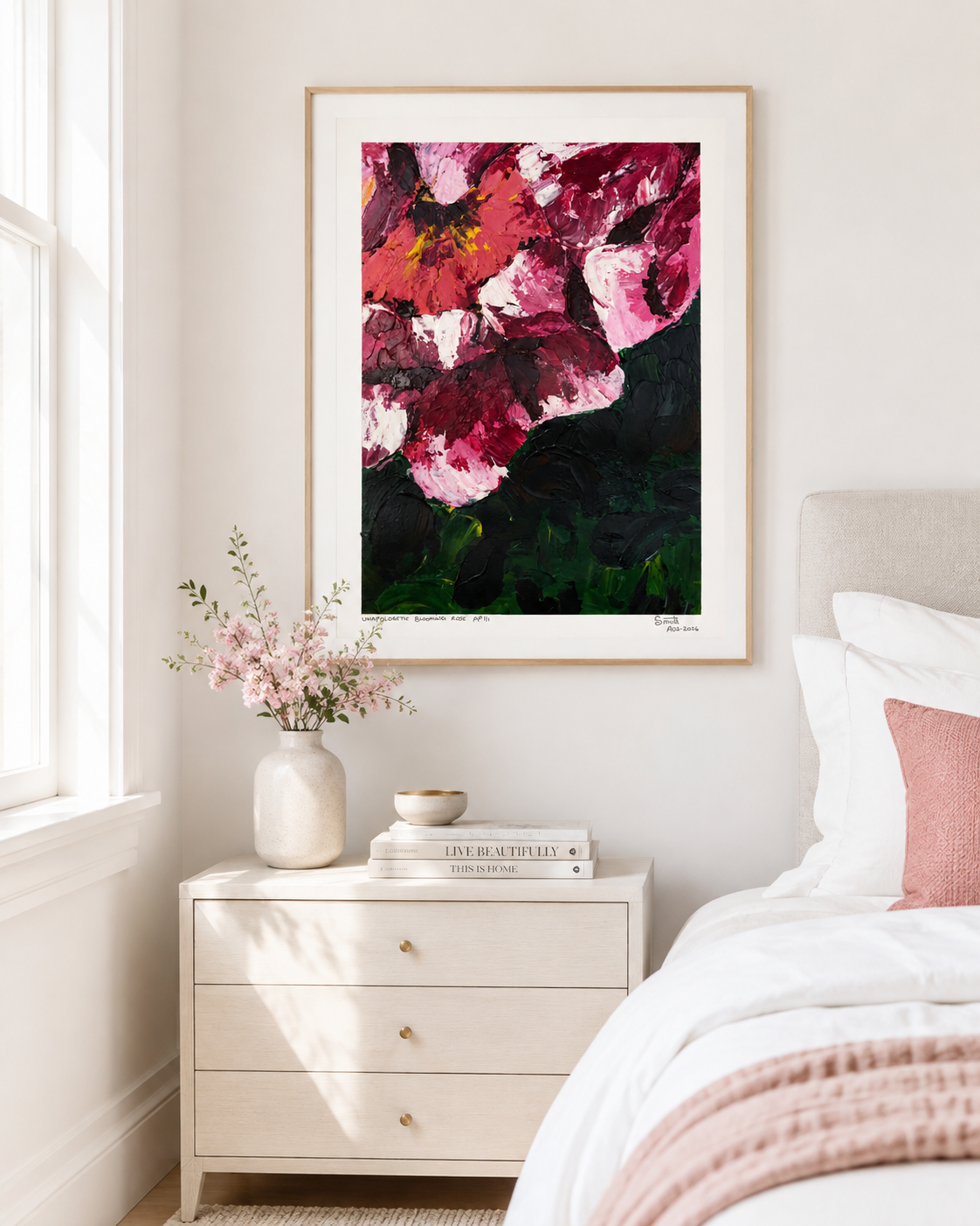 Unapologetic Blooming Rose - Artist Acrylic on Paper Painting