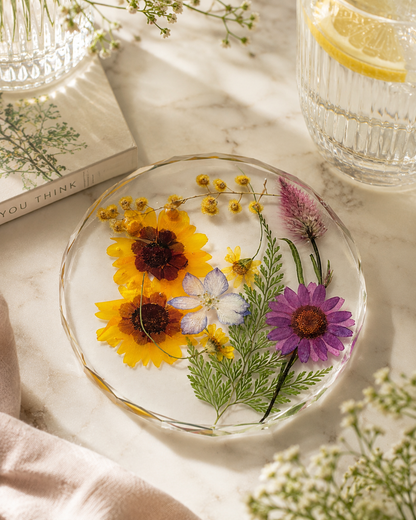 Artist Handcrafted Resin Pressed Flower - Coaster #4