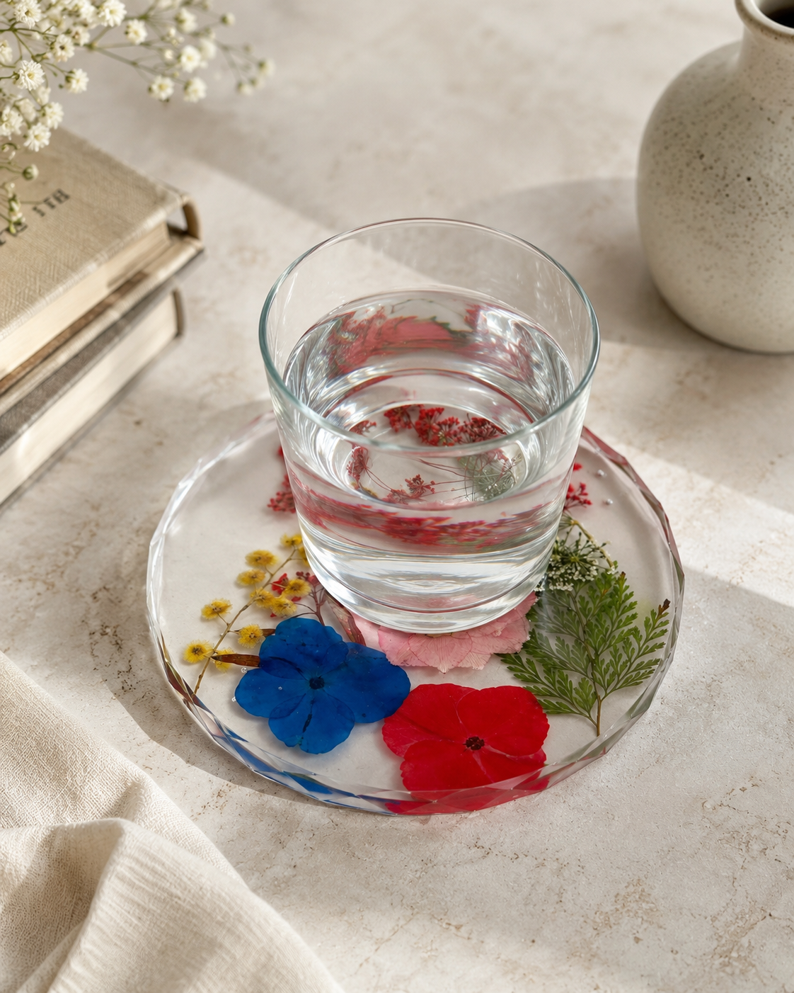 Artist Handcrafted Resin Pressed Flower - Coaster #1