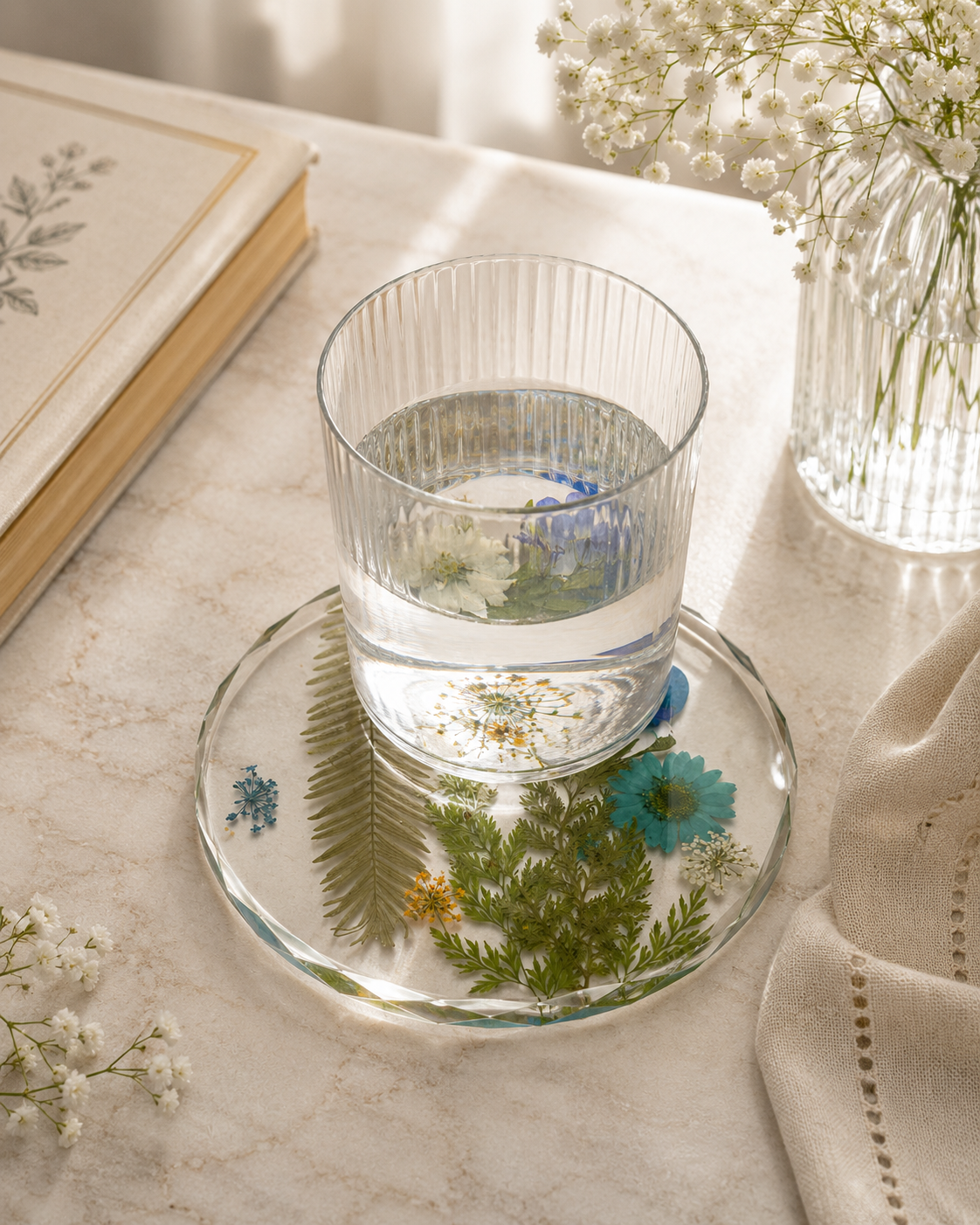 Artist Handcrafted Resin Pressed Flower - Coaster #7