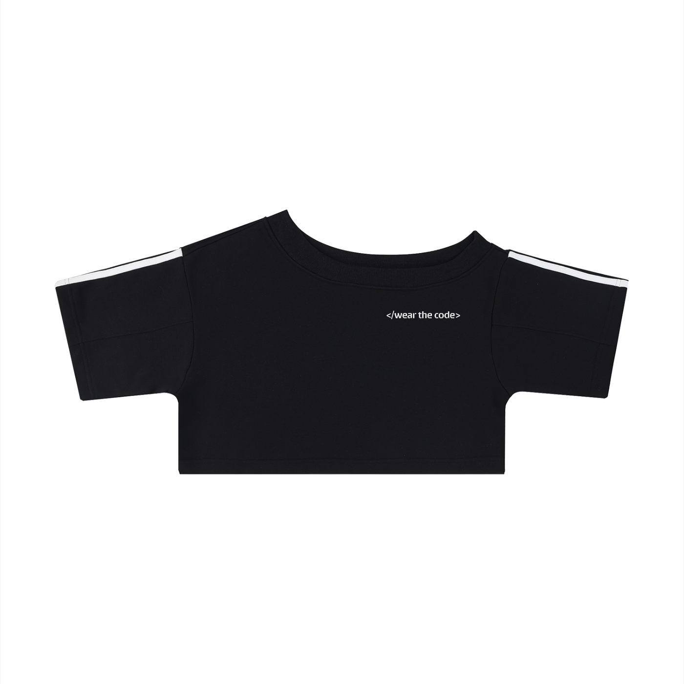 </wear the code> Women's Off-the-Shoulder Crop T-Shirt