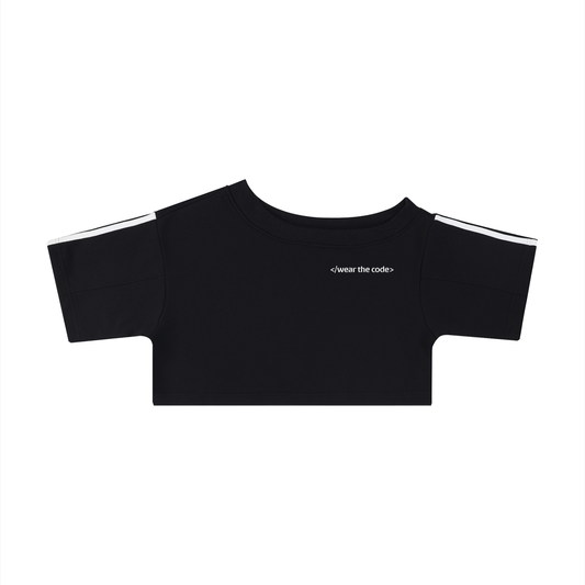 </wear the code> Women's Off-the-Shoulder Crop T-Shirt