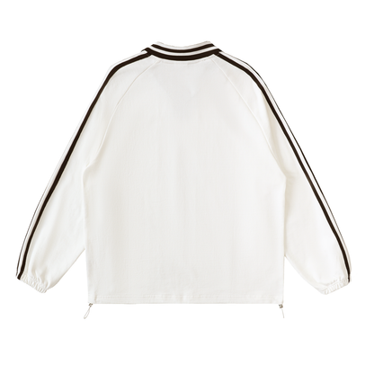 </wear the code> Contrast Striped Lapel Collar Sweatshirt Designed by Smrita Jain