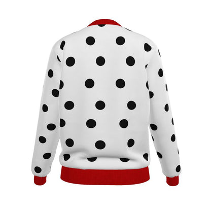 Botanical Parrot + Black Polka Women's Reversible Silk Bomber Jacket (from XXS to 4XL)