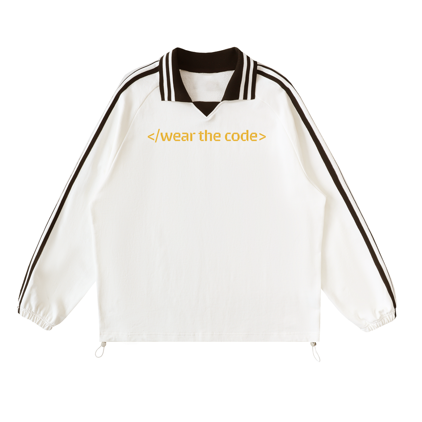 </wear the code> Contrast Striped Lapel Collar Sweatshirt Designed by Smrita Jain