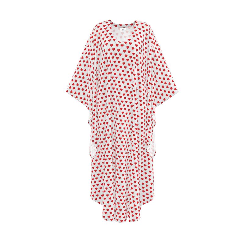 Red and white polka dot dress on a white background