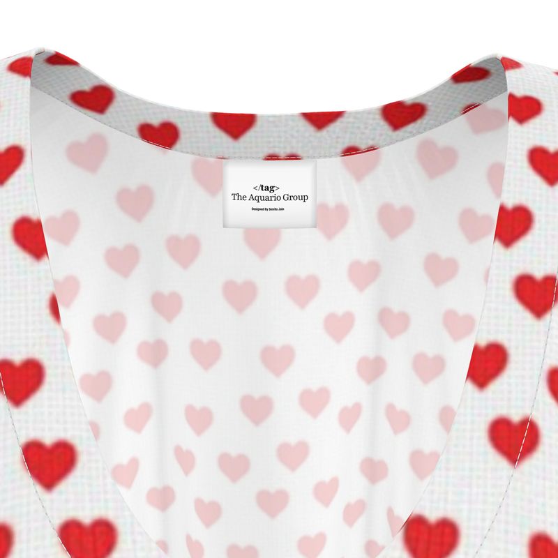 Red Polka Heart Kaftan For Women (Regular & Petite)