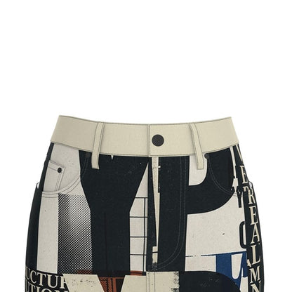 Typographic Denim Mini Skirt For Women (from XXS to XXL)