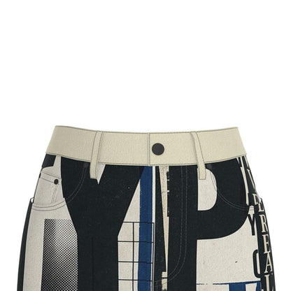 Typographic Denim Midi Skirt For Women (from XXS to XXL)