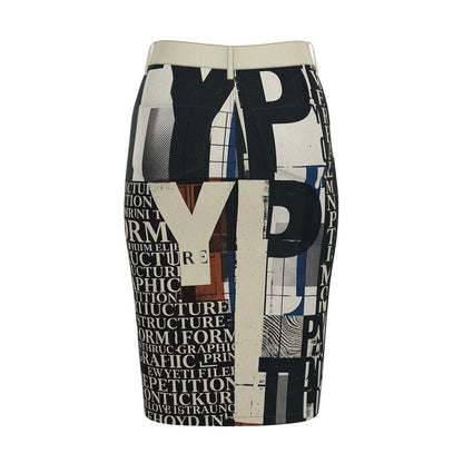 Skirt with text and graphic design on a white background