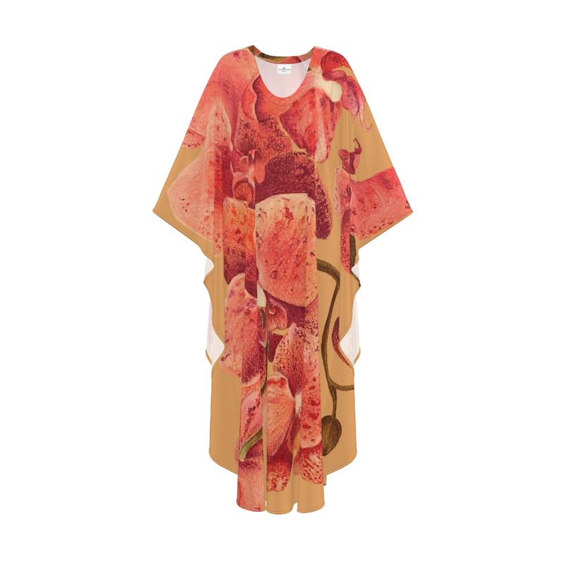 Colorful kimono-style garment with abstract design on a white background