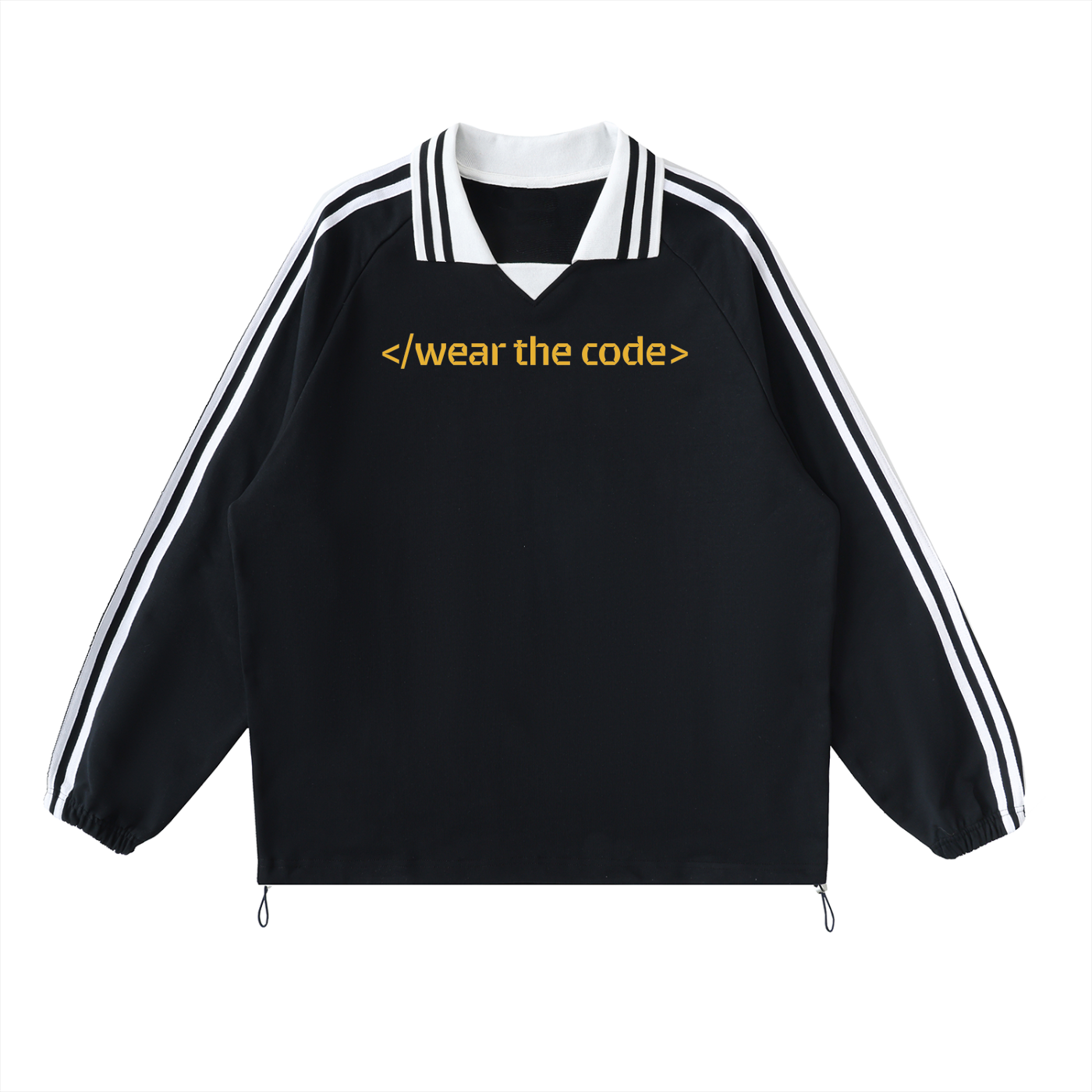 </wear the code> Contrast Striped Lapel Collar Sweatshirt Designed by Smrita Jain