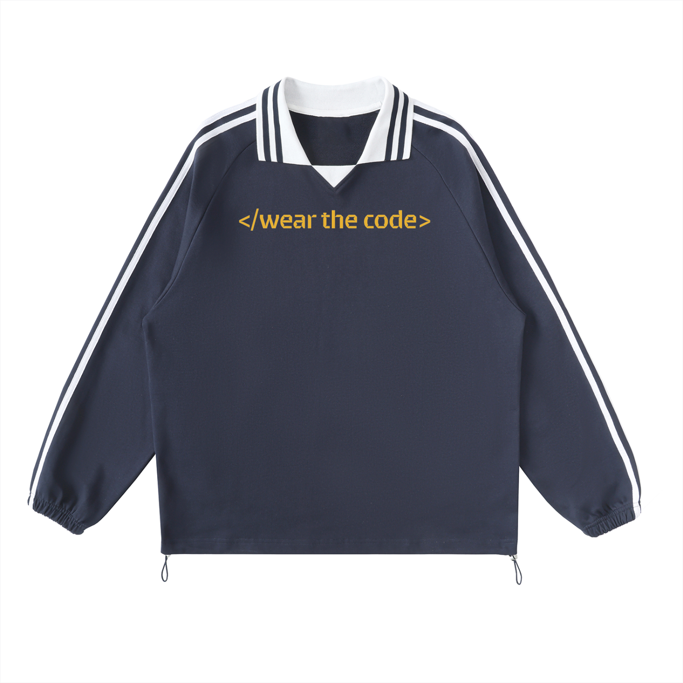 </wear the code> Contrast Striped Lapel Collar Sweatshirt Designed by Smrita Jain