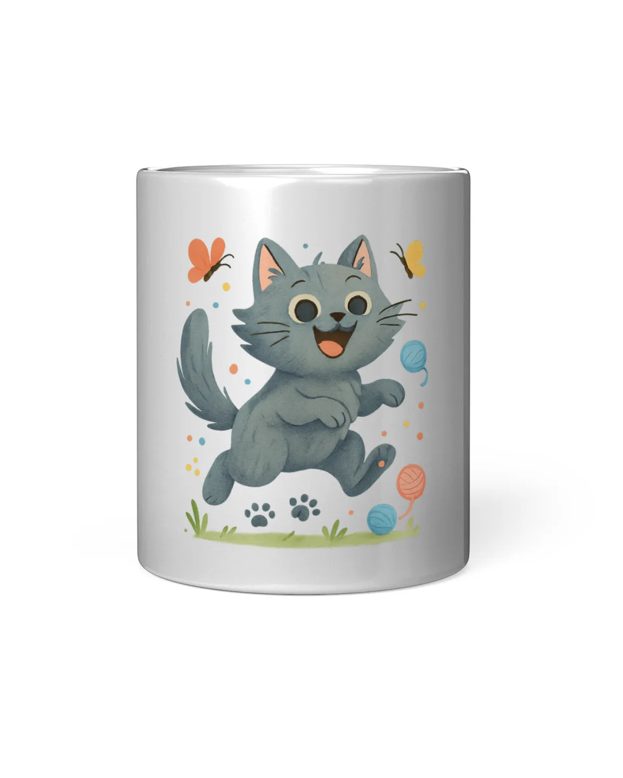Elmyra the Grey Cat with Butterflies Magic Mug (reveal design on heat)