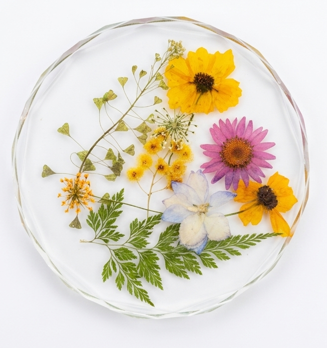 Artist Handcrafted Resin Pressed Flower - Coaster #3