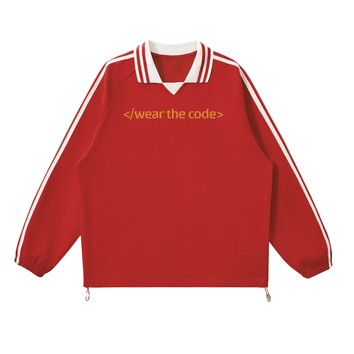 </wear the code> Contrast Striped Lapel Collar Sweatshirt Designed by Smrita Jain