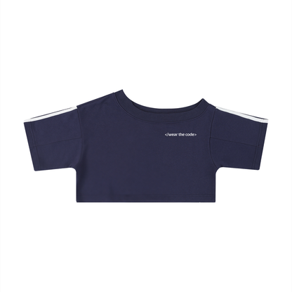 </wear the code> Women's Off-the-Shoulder Crop T-Shirt