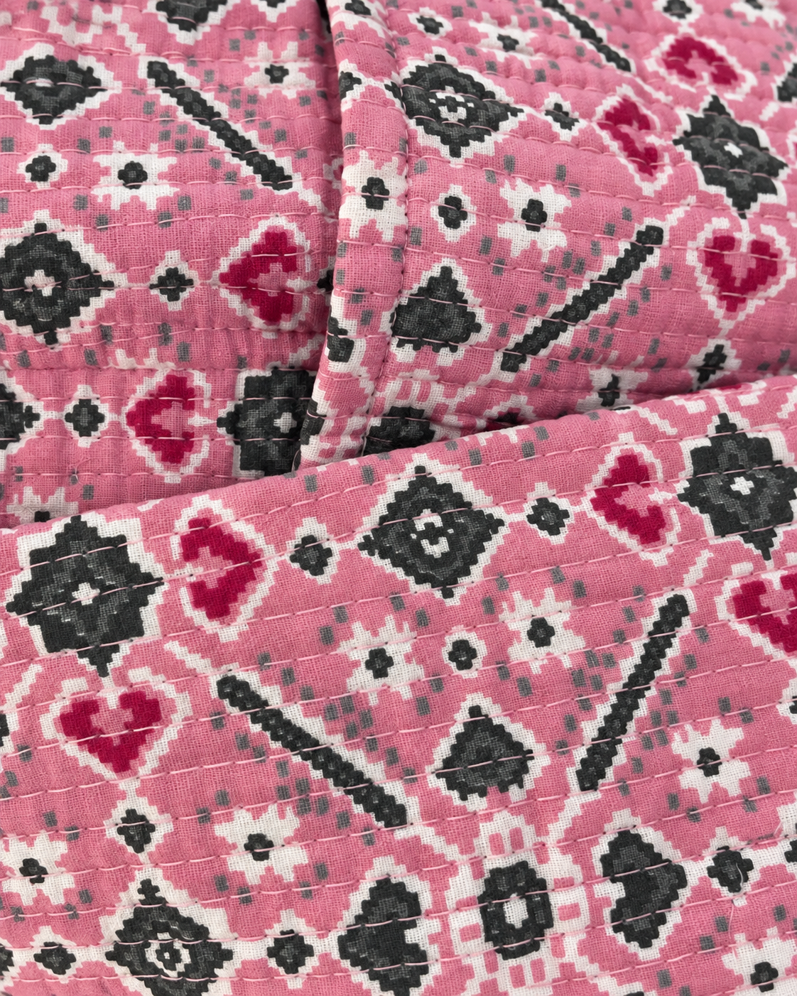 Jaipuri Pink Diamond Checks Block Print Jacket 100% Cotton