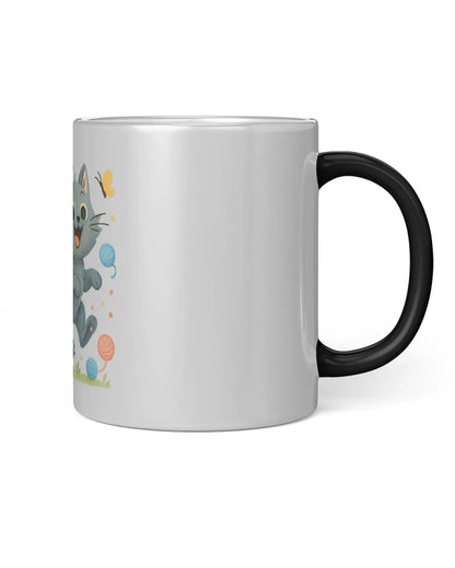 Elmyra the Grey Cat with Butterflies Magic Mug (reveal design on heat)