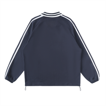 </wear the code> Contrast Striped Lapel Collar Sweatshirt Designed by Smrita Jain