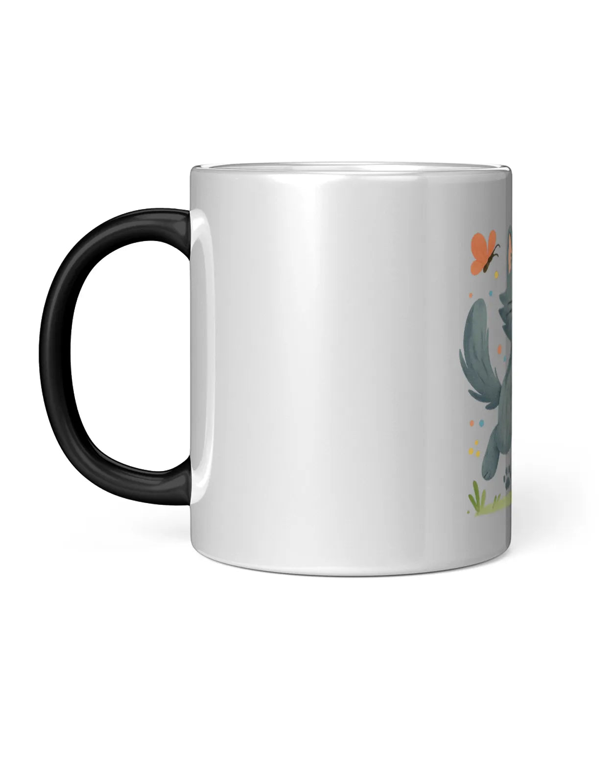 Elmyra the Grey Cat with Butterflies Magic Mug (reveal design on heat)