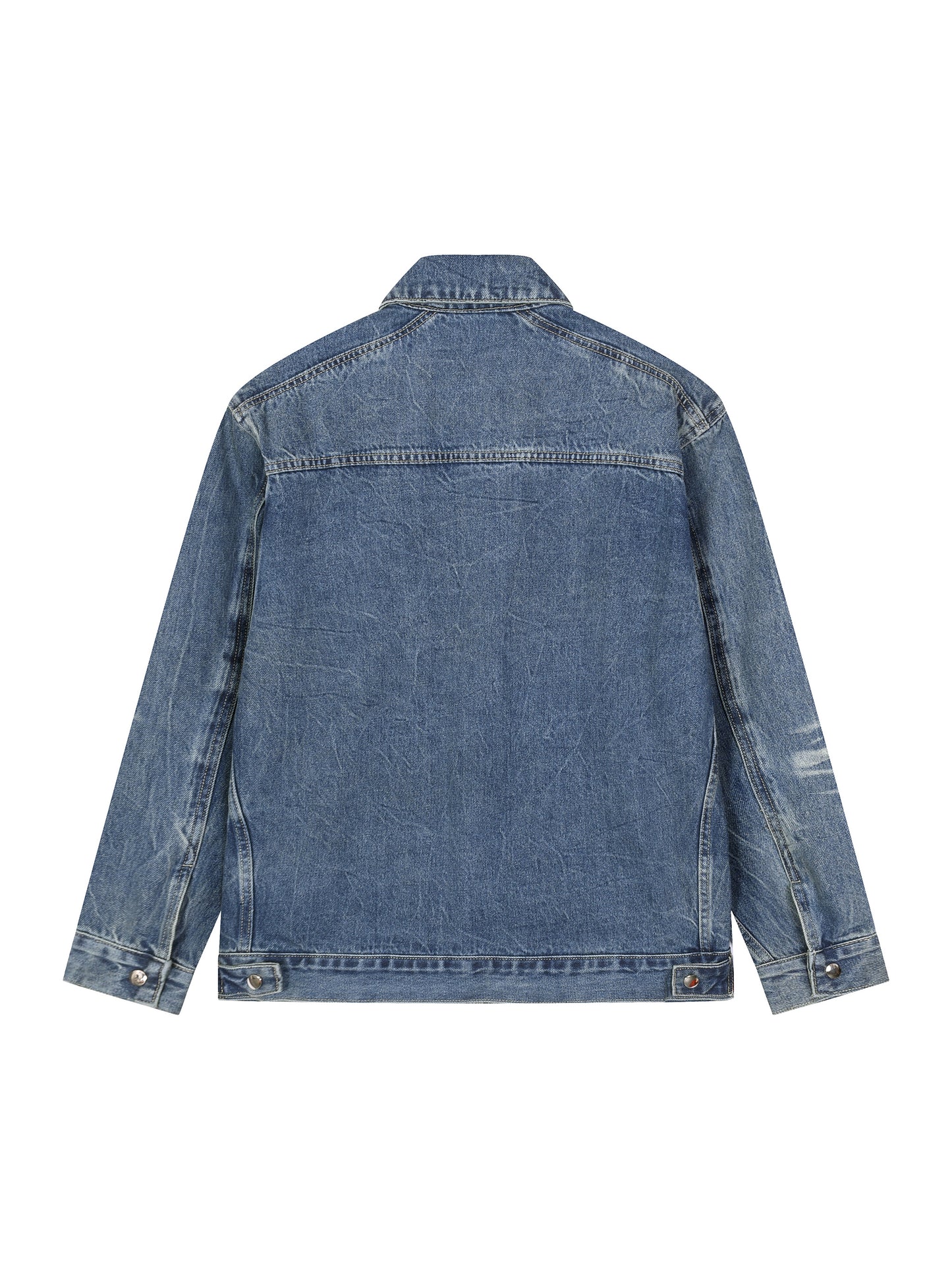 </wear the code> White Men Vintage Wash Zip Up Denim Jacket