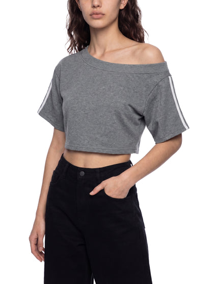 </wear the code> Women's Off-the-Shoulder Crop T-Shirt