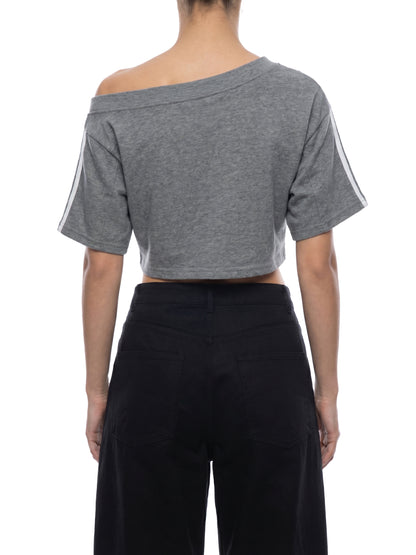 </wear the code> Women's Off-the-Shoulder Crop T-Shirt