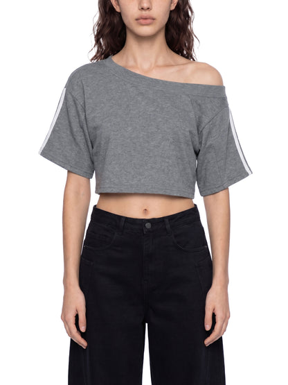</wear the code> Women's Off-the-Shoulder Crop T-Shirt