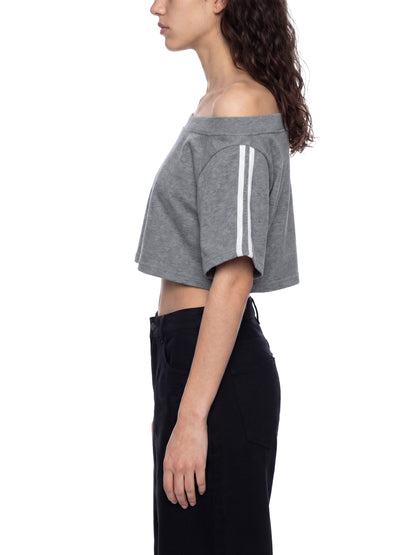</wear the code> Women's Off-the-Shoulder Crop T-Shirt