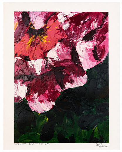 Unapologetic Blooming Rose - Artist Acrylic on Paper Painting