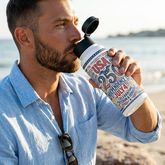 USA 250 Stainless steel water bottle with a straw lid